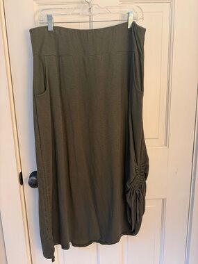 J. Jill Olive Green Maxi Skirt with Side Pockets